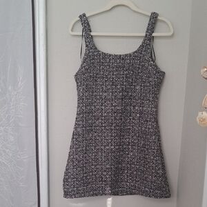 Women's Black, White, And Tweed Mini Dress